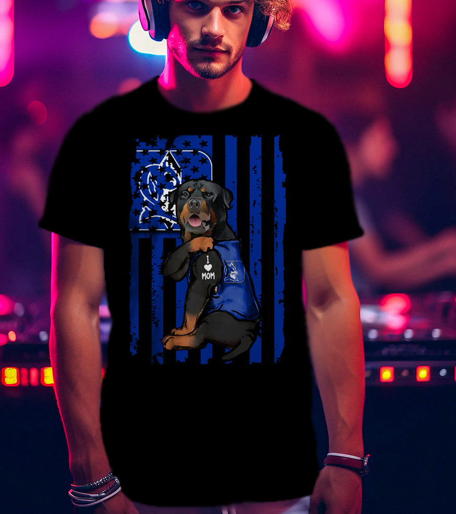 Rottweiler Duke Blue Devils I Love Mom T-Shirt