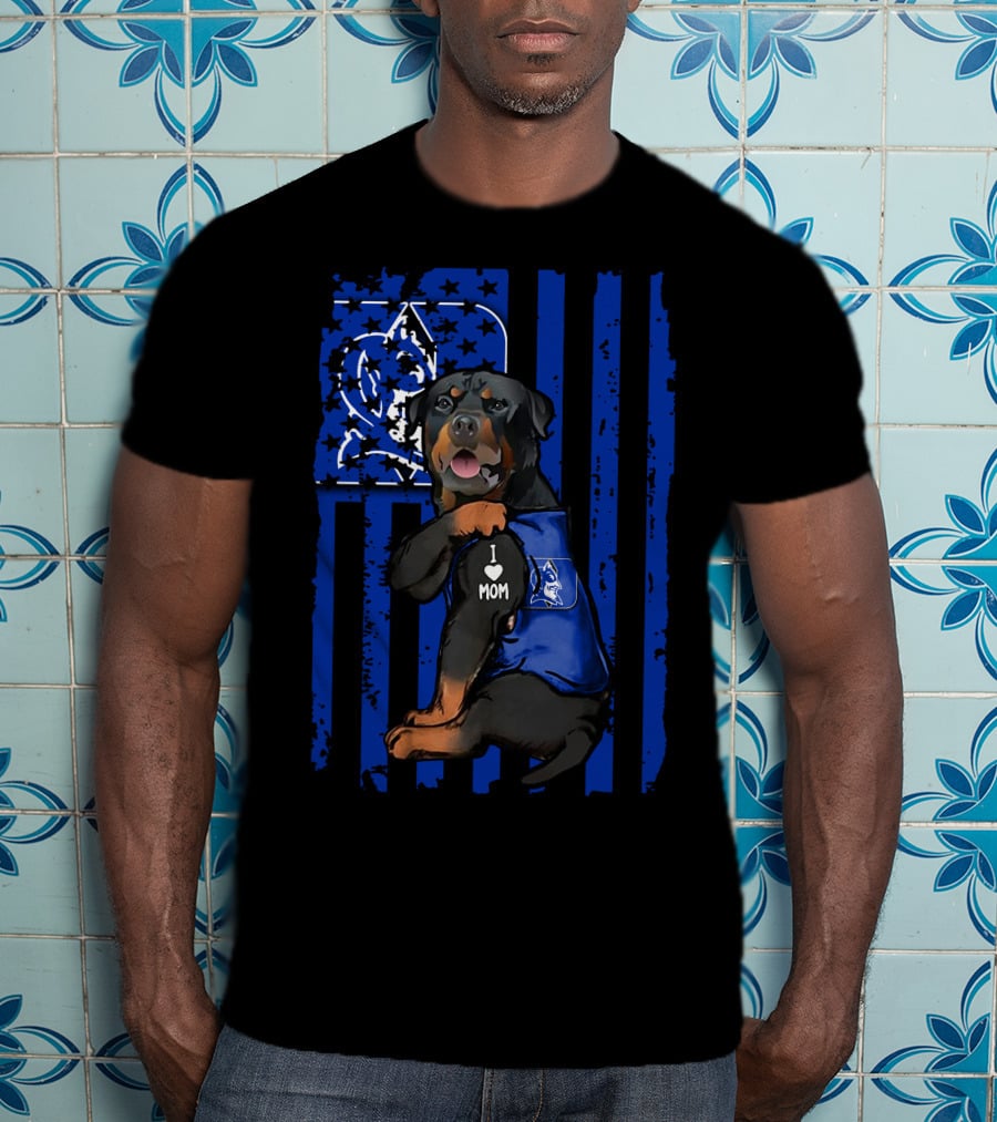 Rottweiler Duke Blue Devils I Love Mom T-Shirt