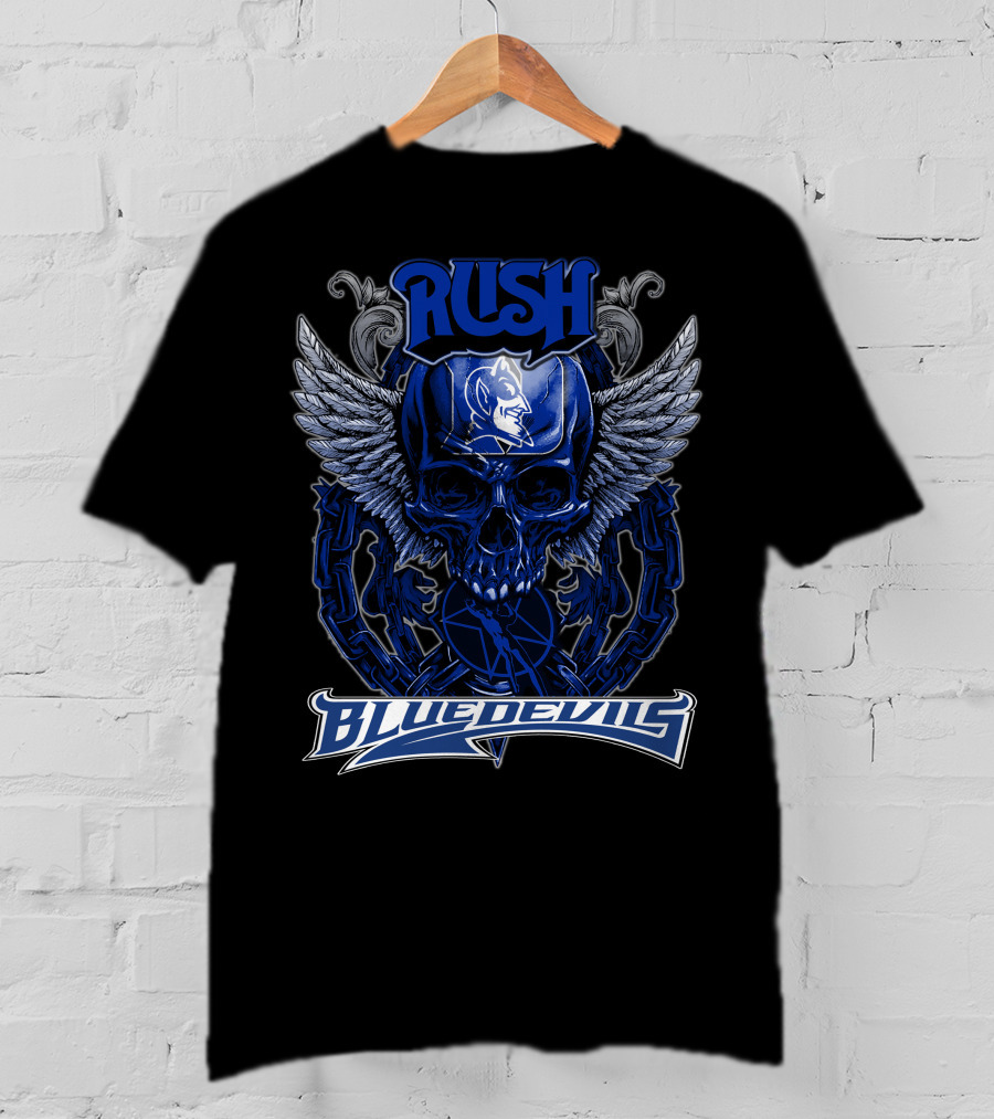 Rush Duke Blue Devils Winged Skull Emblem T-Shirt