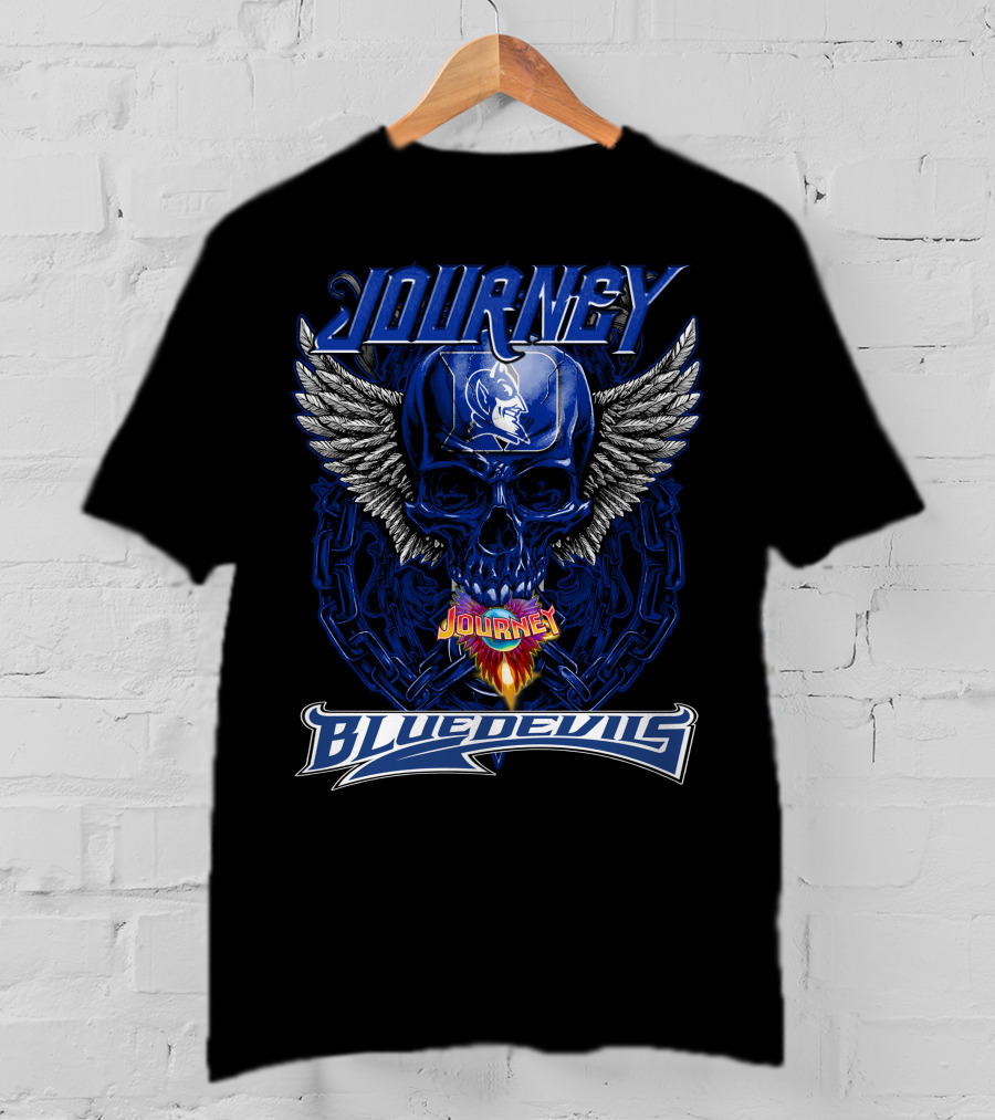 Journey Blue Devils Skull Wings Flame T-Shirt