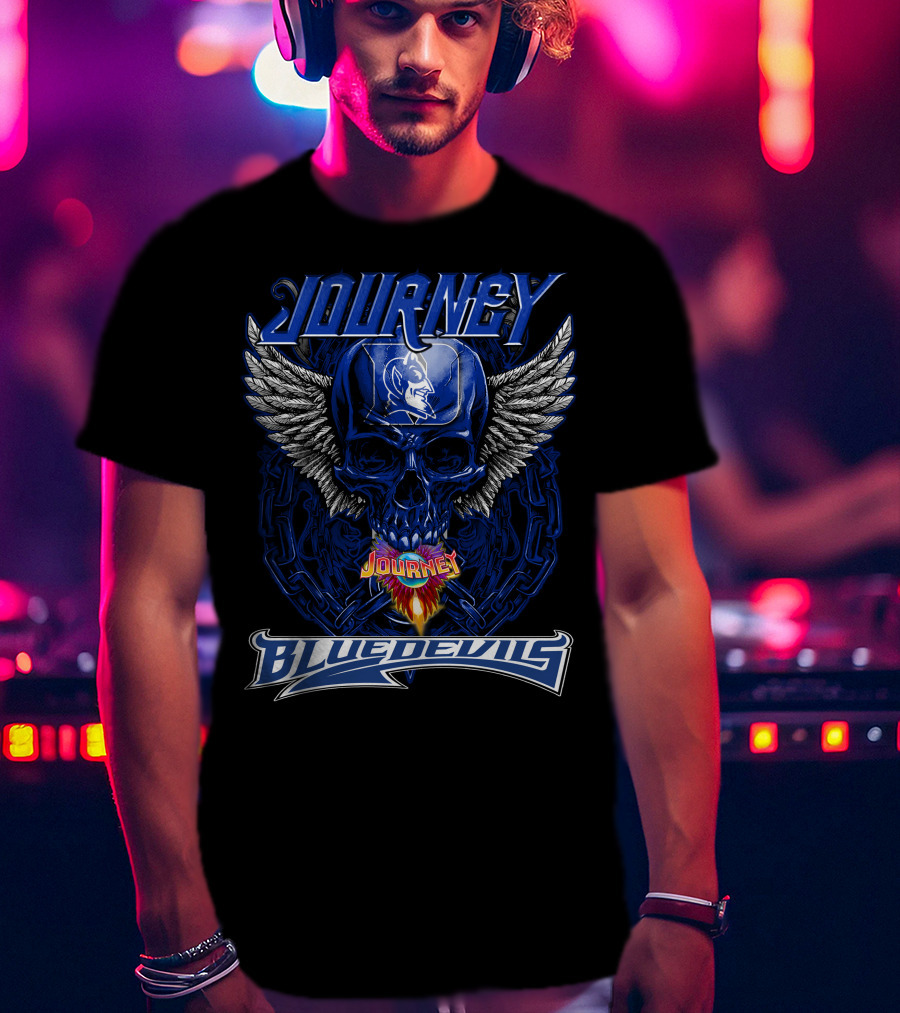 Journey Blue Devils Skull Wings Flame T-Shirt