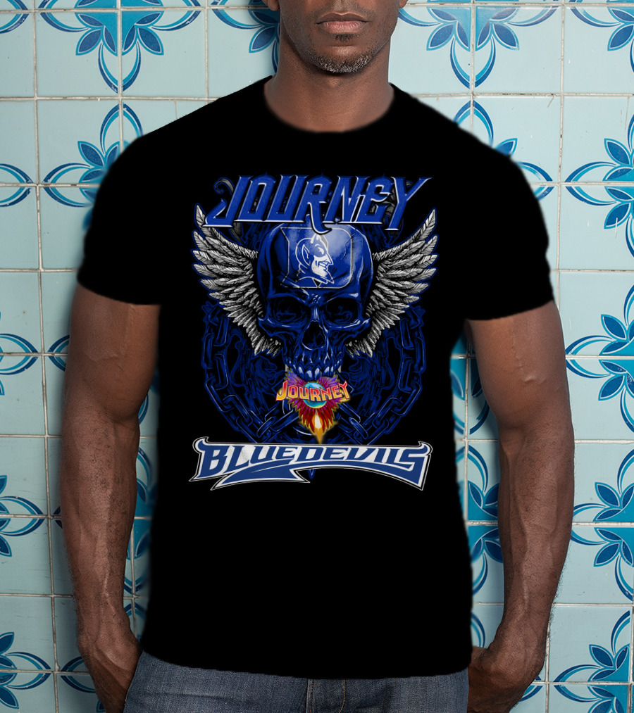 Journey Blue Devils Skull Wings Flame T-Shirt