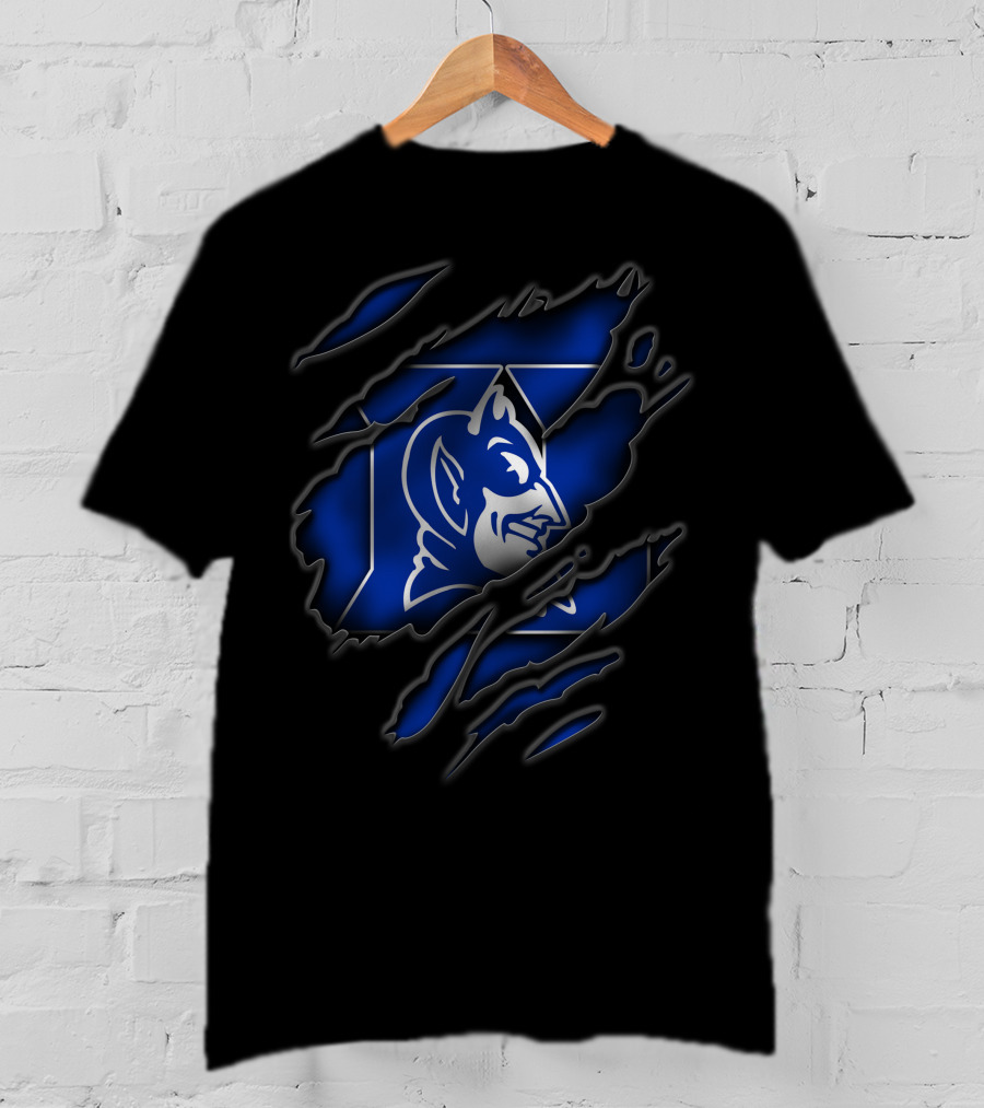 Torn Duke Blue Devils Logo Claw Marks T-Shirt
