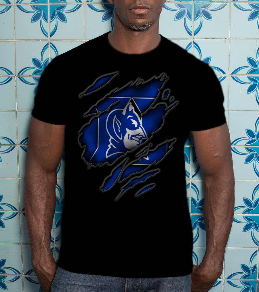 Torn Duke Blue Devils Logo Claw Marks T-Shirt