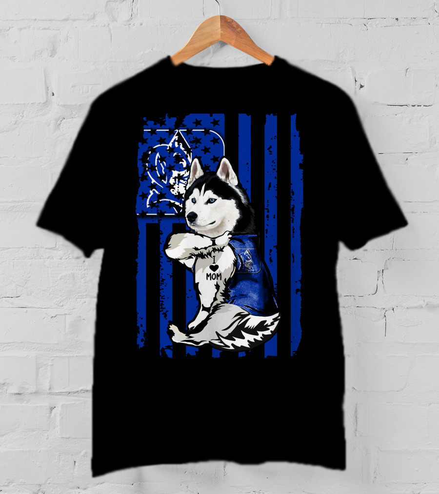 Siberian Husky Duke Blue Devils I Love Mom T-Shirt