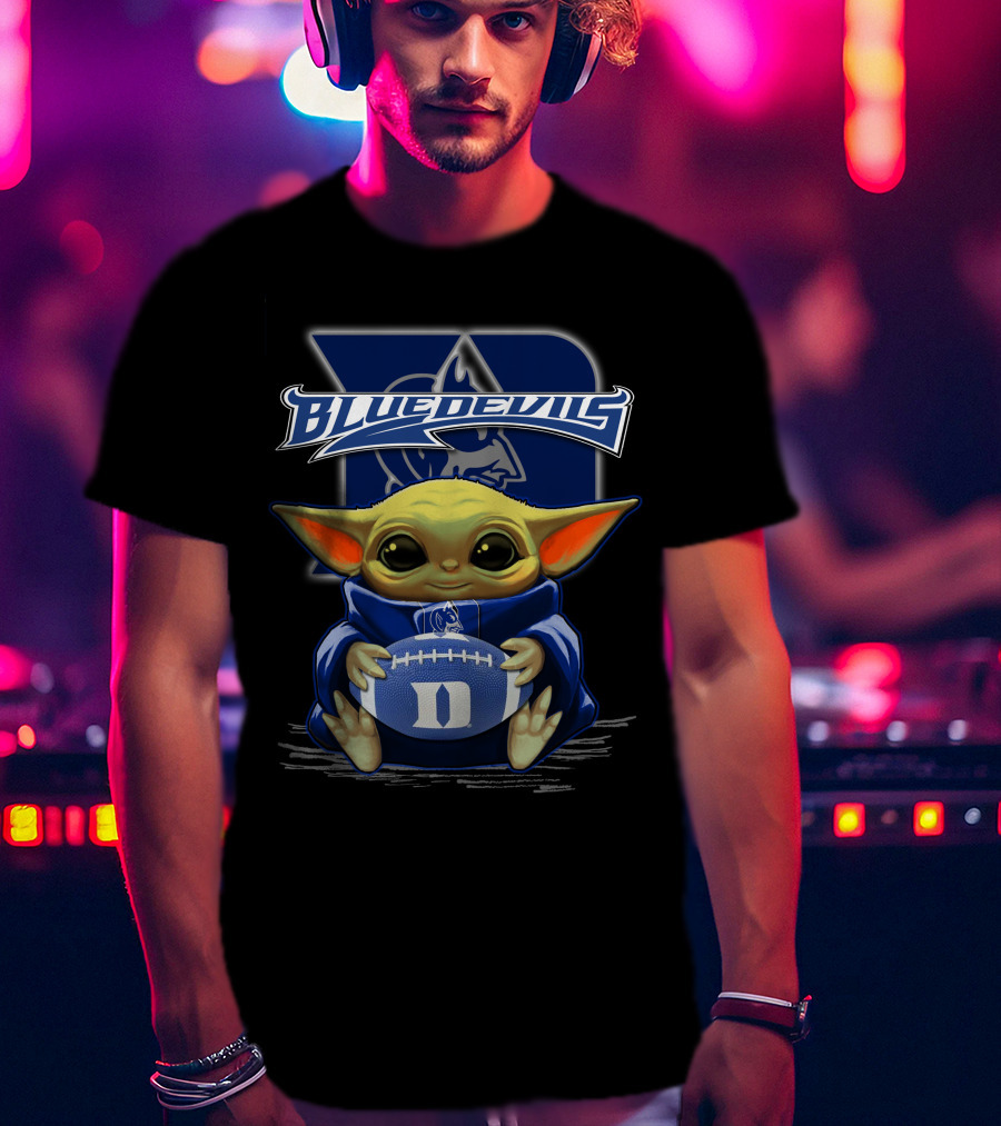 Yoda Holding Football Duke Blue Devils T-Shirt