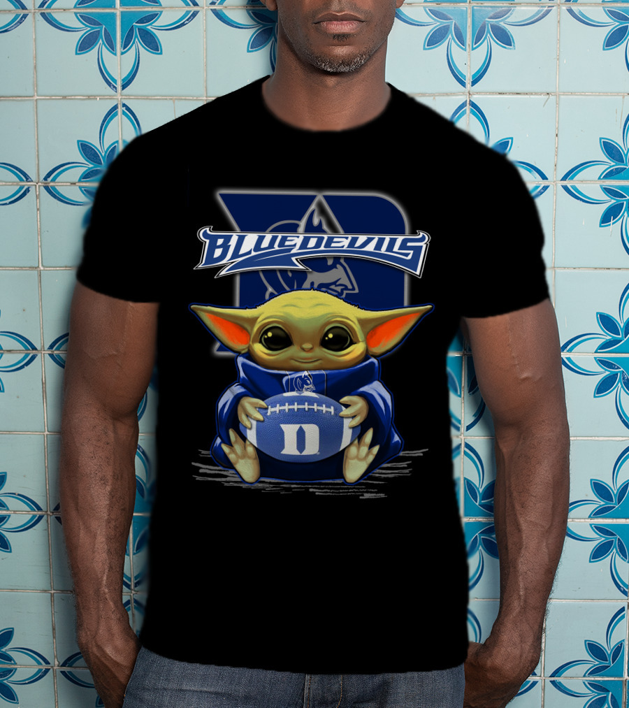 Yoda Holding Football Duke Blue Devils T-Shirt