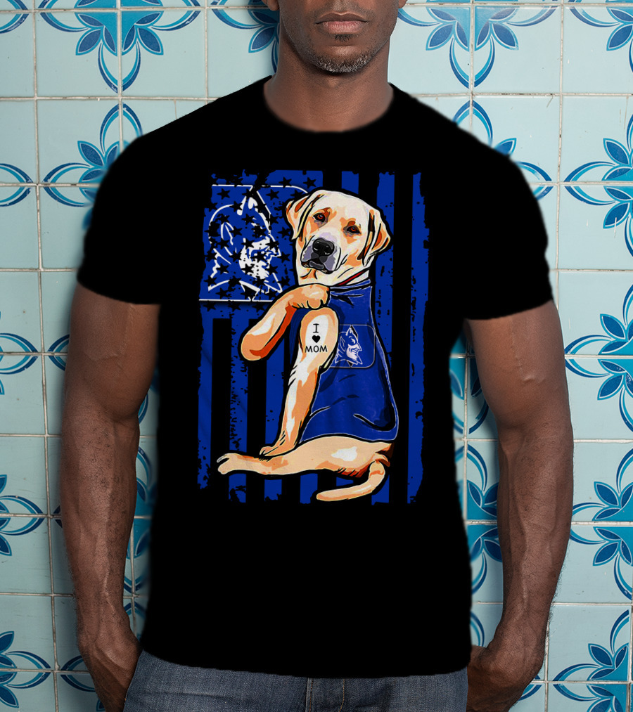 Labrador Retriever Duke Blue Devils I Love Mom T-Shirt