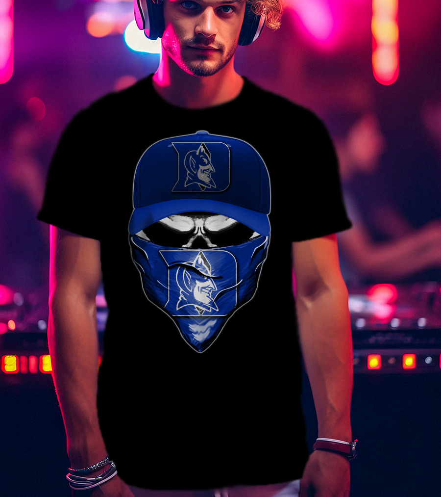 Skull Duke Blue Devils Mascot Bandana And Cap T-Shirt
