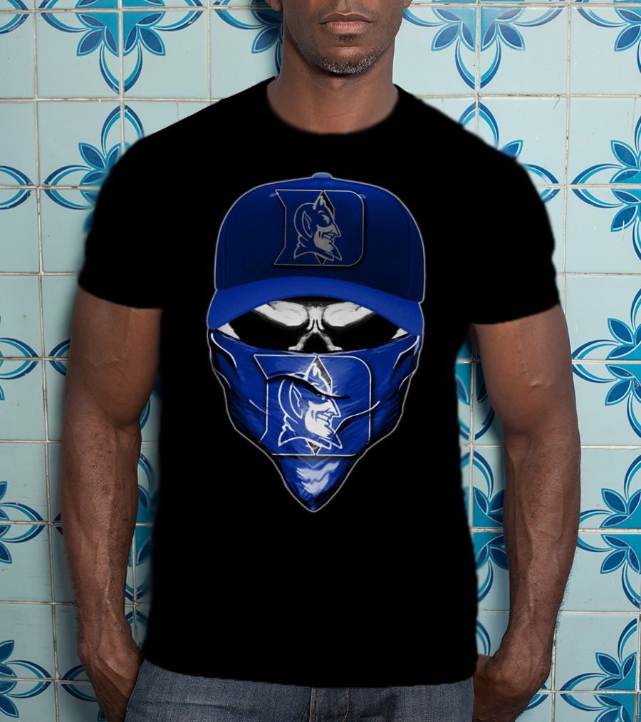 Skull Duke Blue Devils Mascot Bandana And Cap T-Shirt