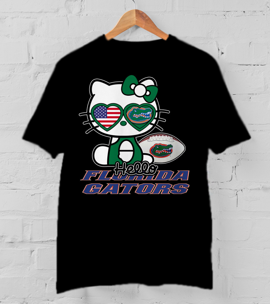 Hello Kitty Florida Gators Football American Flag T-Shirt