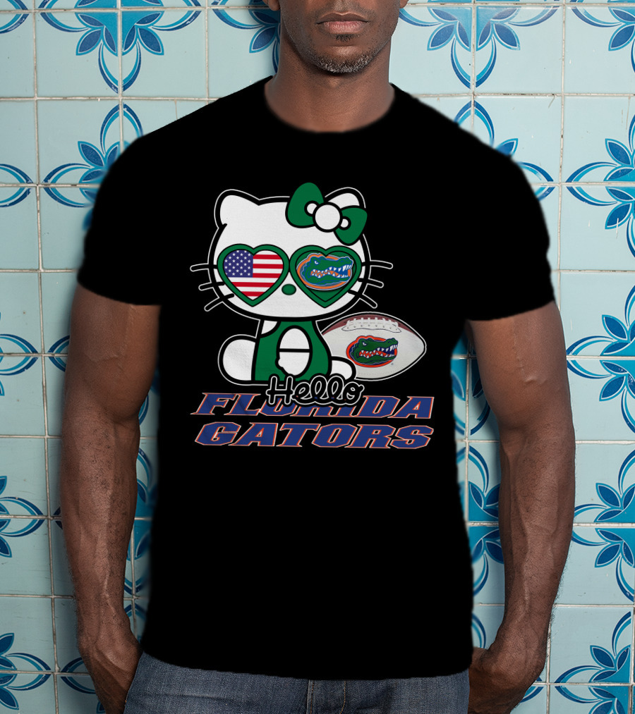 Hello Kitty Florida Gators Football American Flag T-Shirt