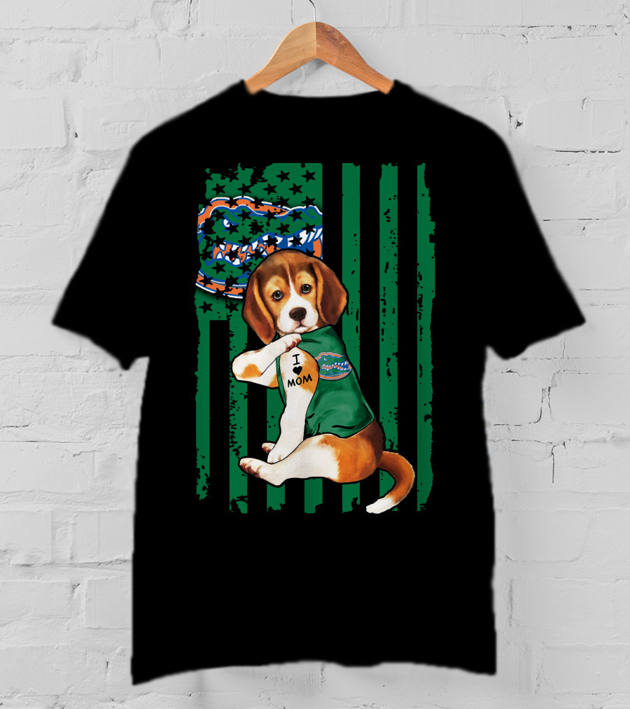 Beagle I Love Mom Florida Gators Flag T-Shirt
