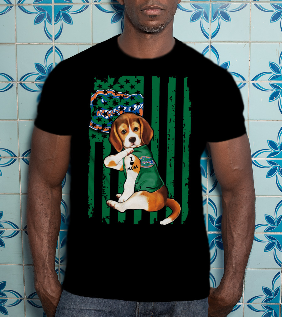 Beagle I Love Mom Florida Gators Flag T-Shirt