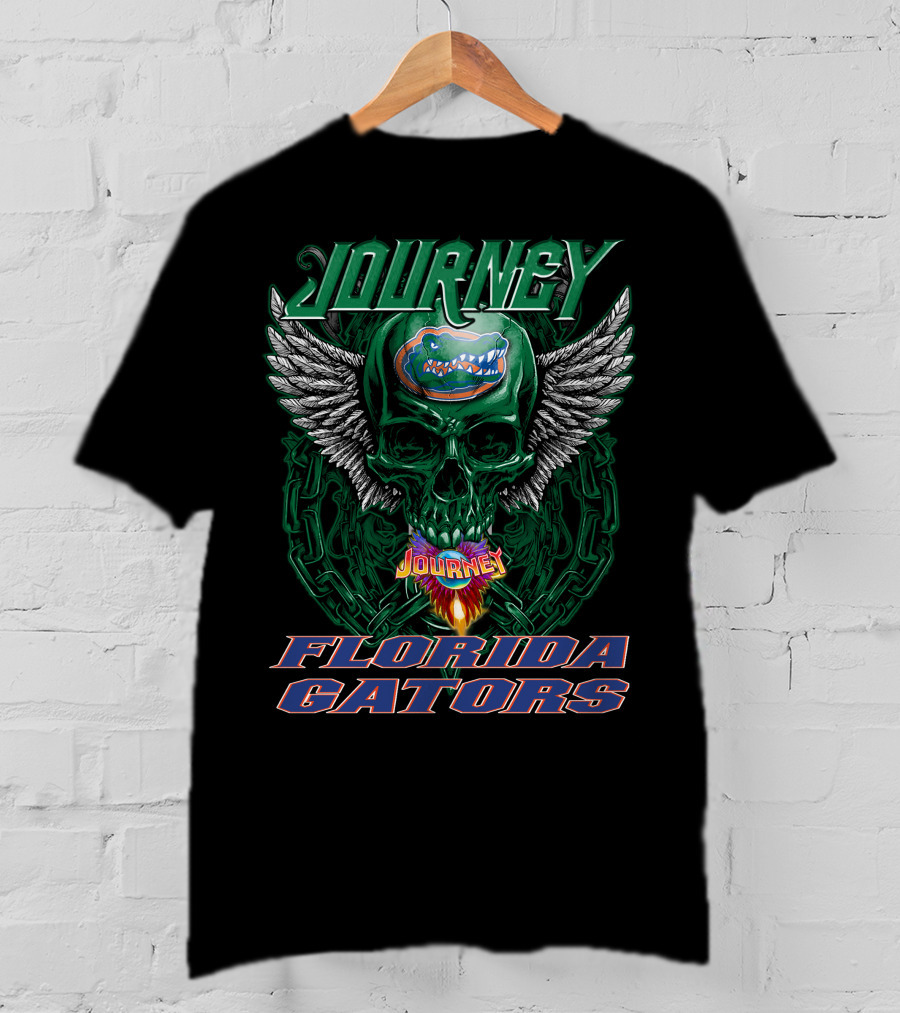 Journey Florida Gators Skull Wings Logo Chain Flame T-Shirt