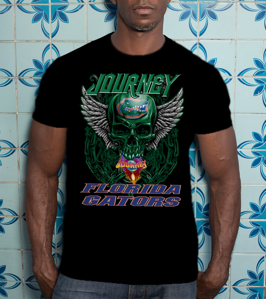 Journey Florida Gators Skull Wings Logo Chain Flame T-Shirt