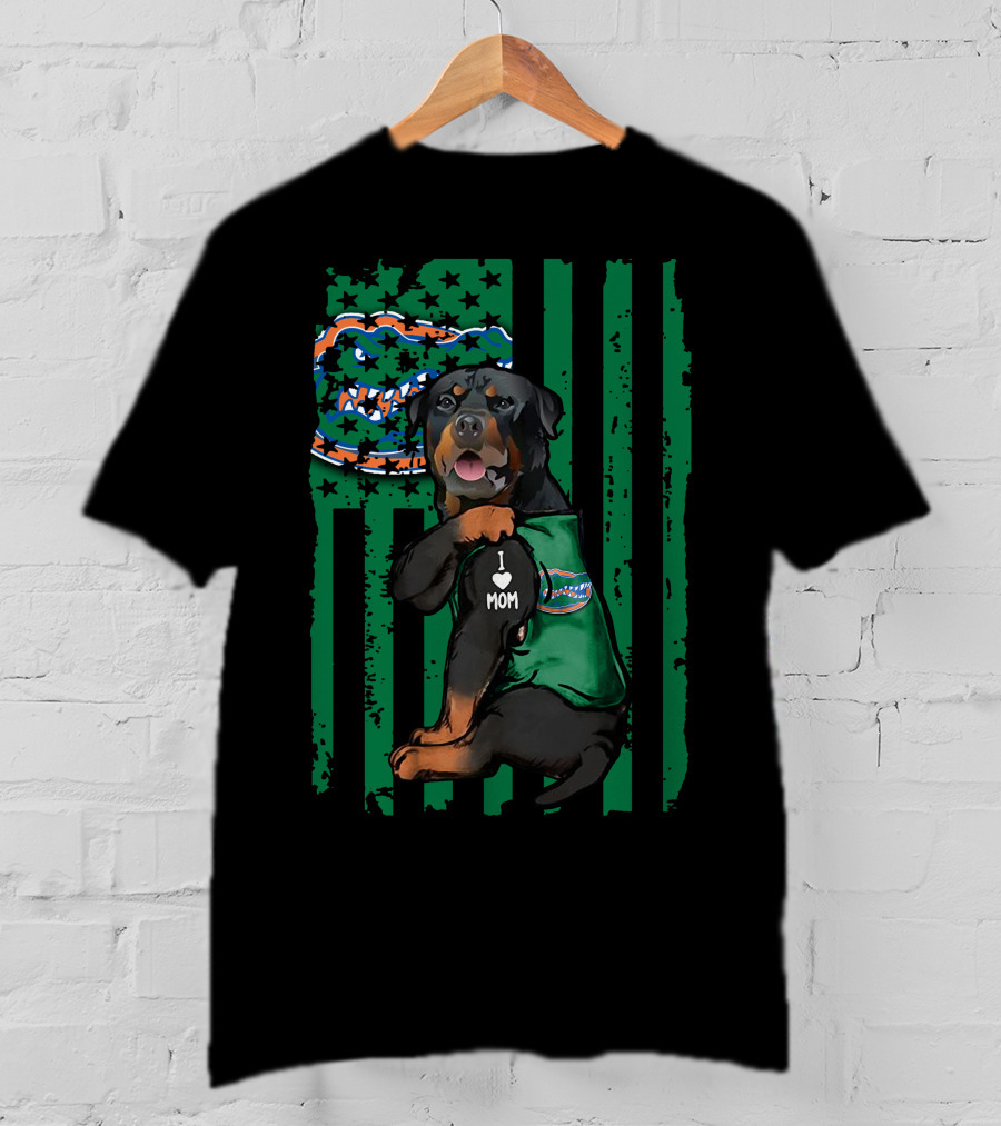 Rottweiler I Love Mom Florida Gators Fan Flag T-Shirt