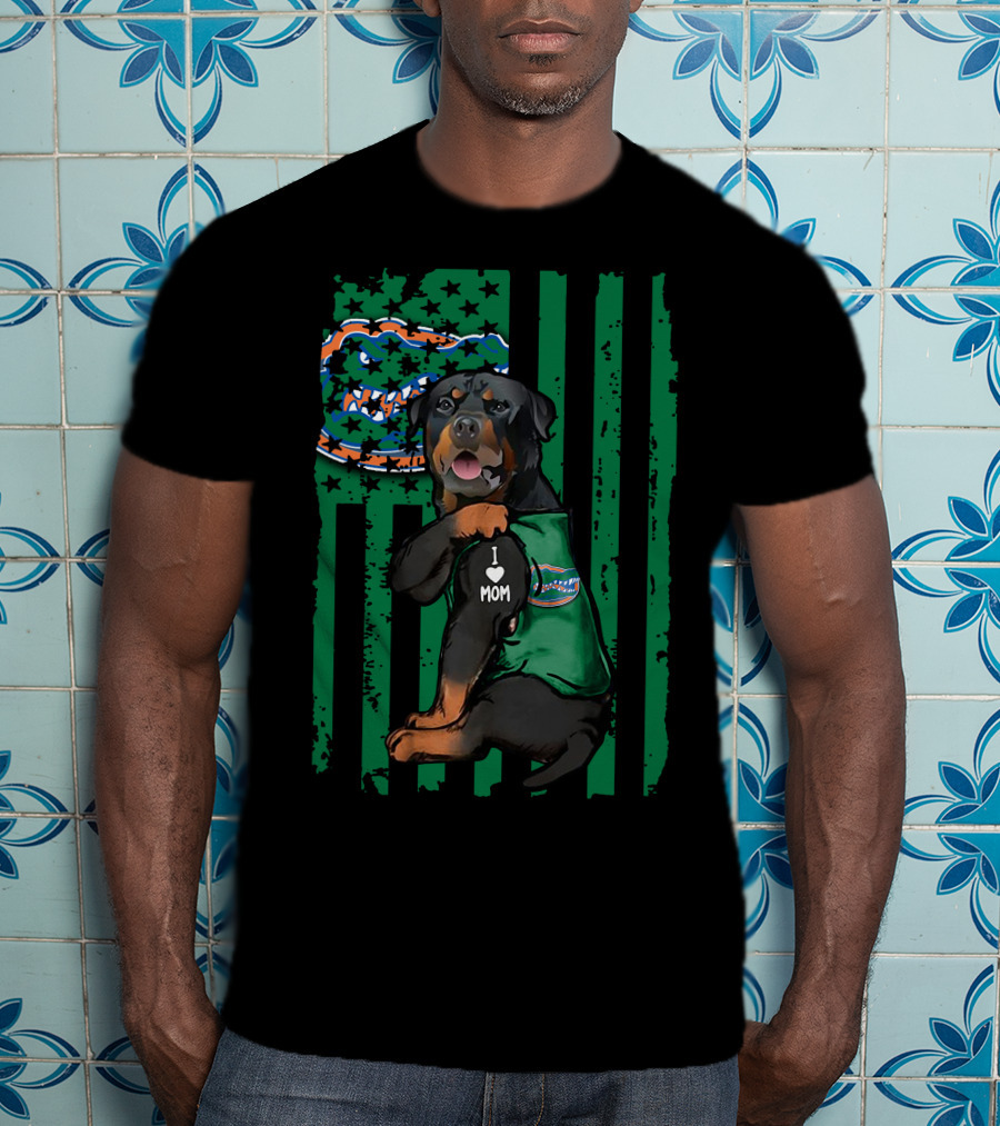 Rottweiler I Love Mom Florida Gators Fan Flag T-Shirt