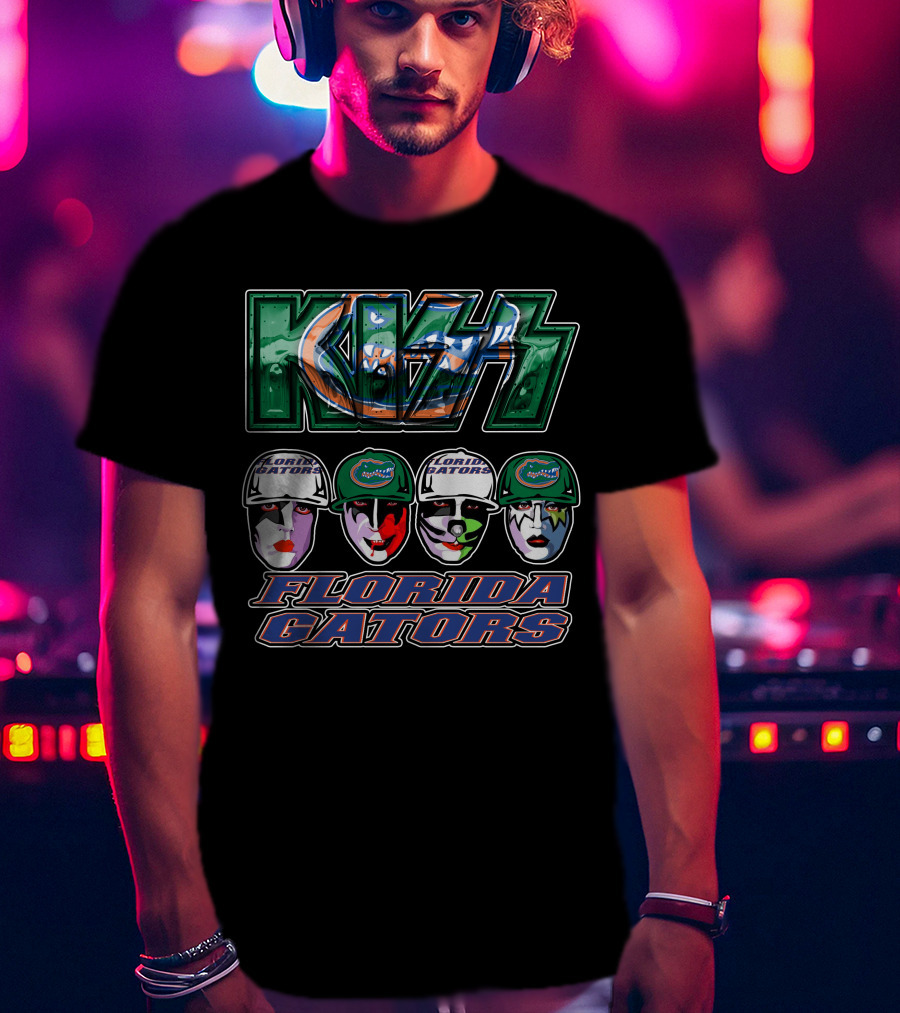 KISS Florida Gators Iconic Band Art Faces With Team T-Shirt