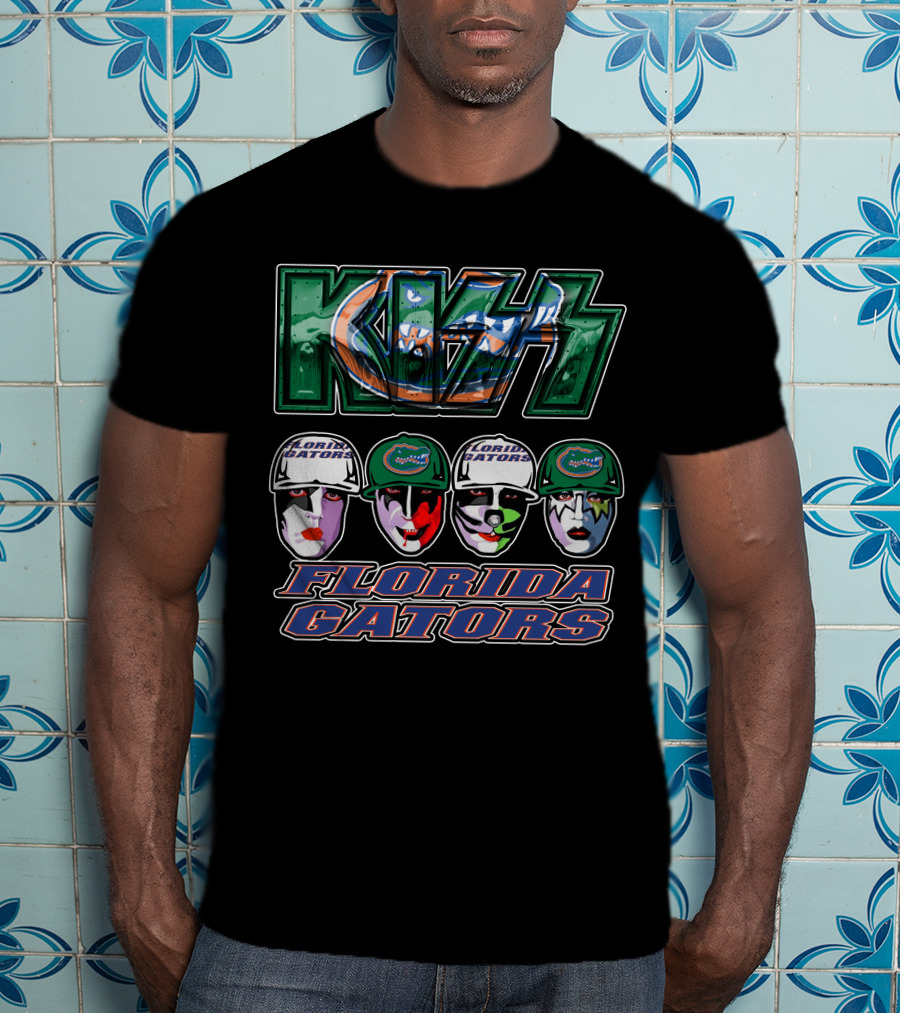KISS Florida Gators Iconic Band Art Faces With Team T-Shirt
