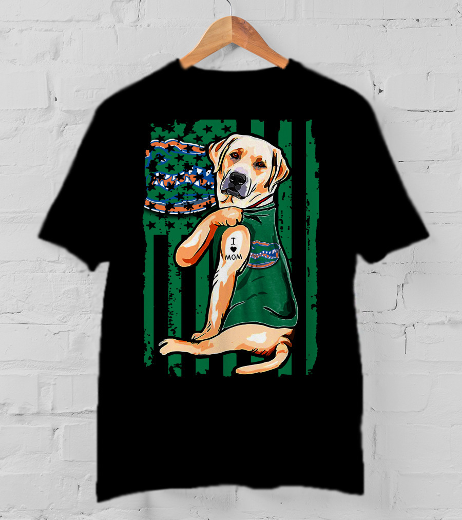 Labrador Retriever I Love Mom With Florida Gators Tattoo T-Shirt