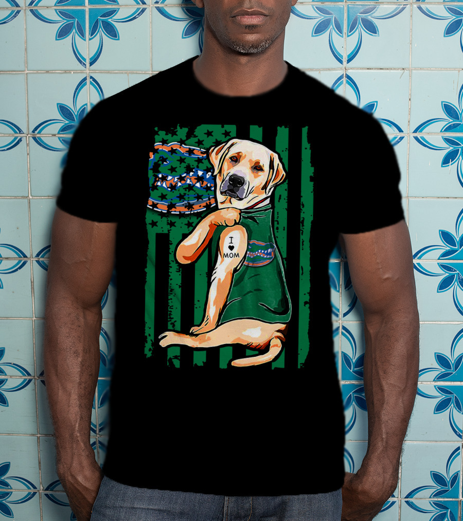 Labrador Retriever I Love Mom With Florida Gators Tattoo T-Shirt