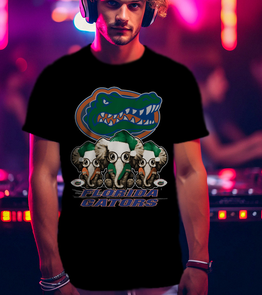 Elephant Christmas Trio With Florida Gators T-Shirt