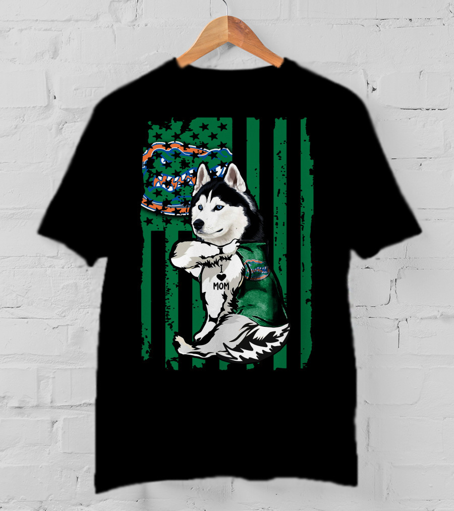 Siberian Husky Love Mom Florida Gators Flag T-Shirt