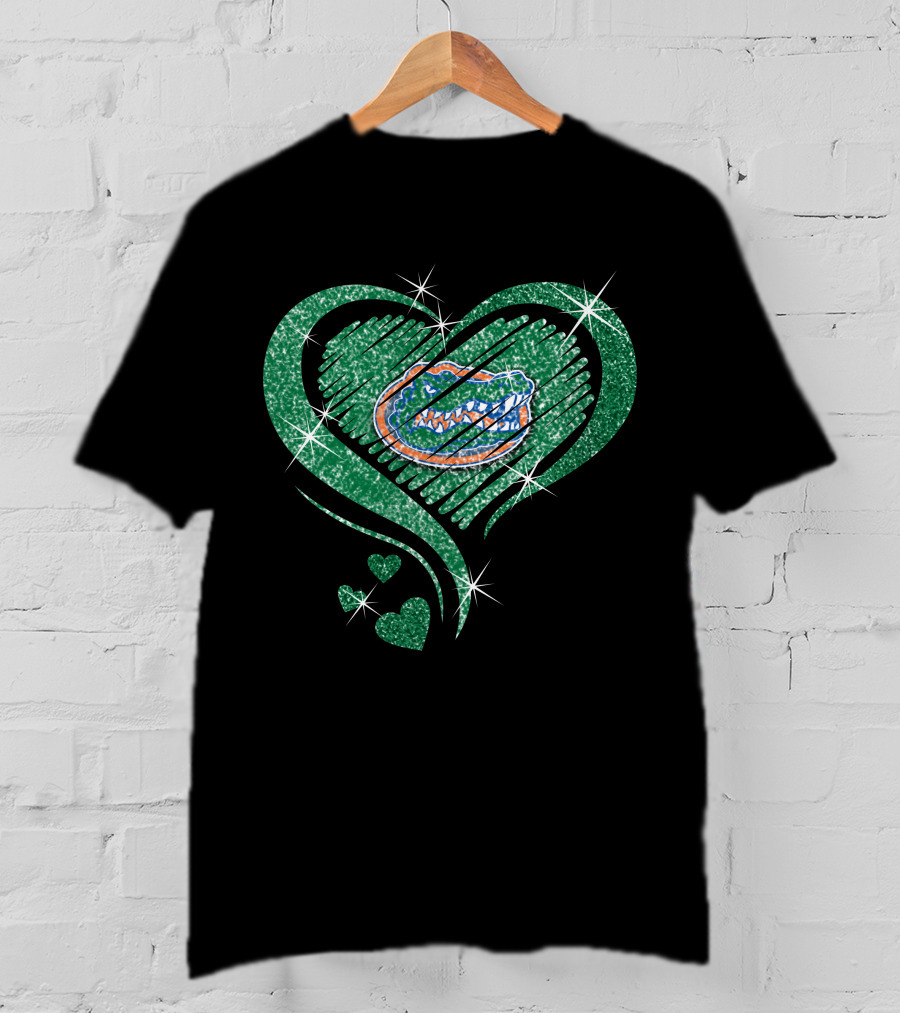 Florida Gators Glitter Heart Diamond Sparkle T-Shirt