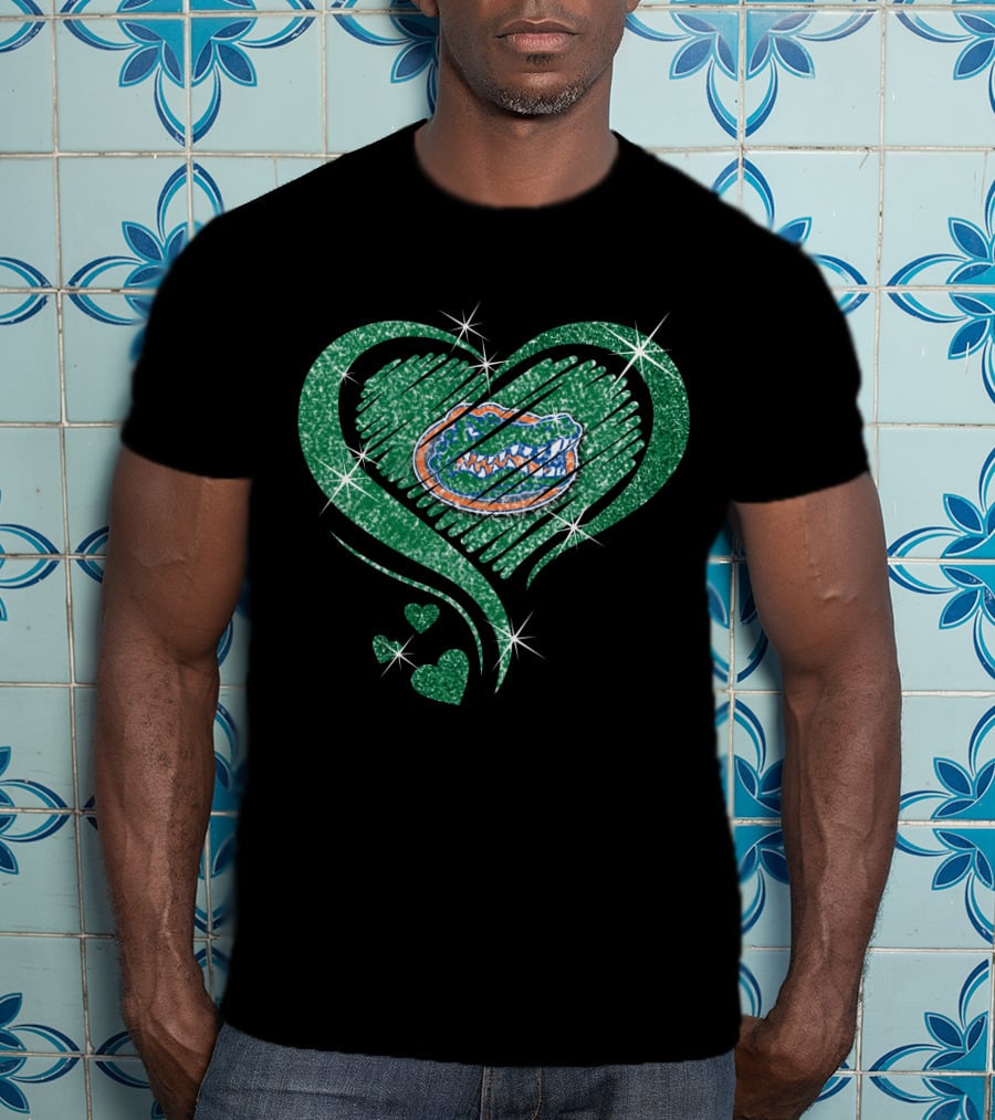 Florida Gators Glitter Heart Diamond Sparkle T-Shirt