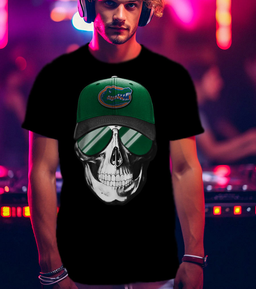 Florida Gators Skull With Cap And Sunglasses T-Shirt