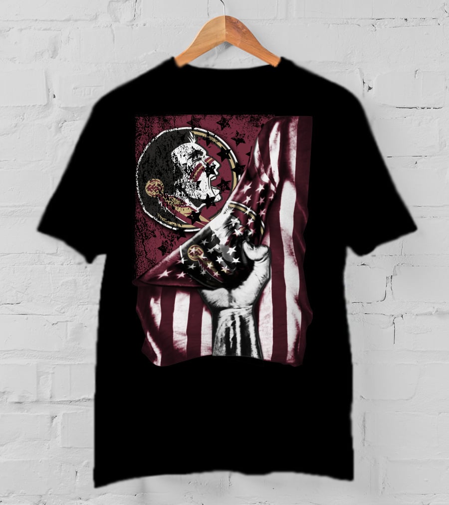 Florida State Seminoles Flag Emblem With Fist T-Shirt
