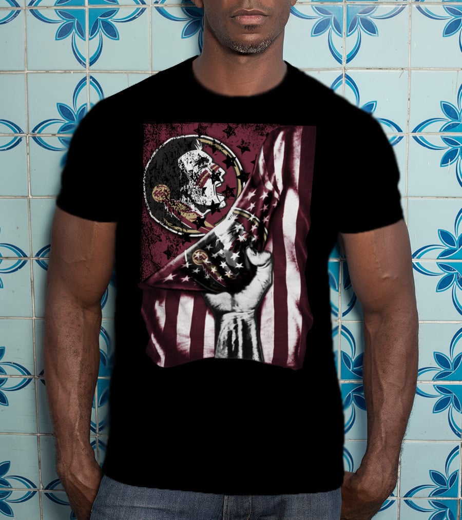 Florida State Seminoles Flag Emblem With Fist T-Shirt