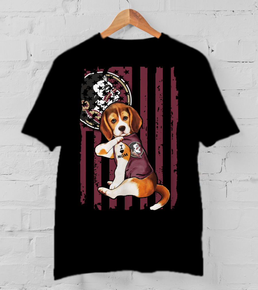 Beagle I Love Mom Florida State Seminoles T-Shirt