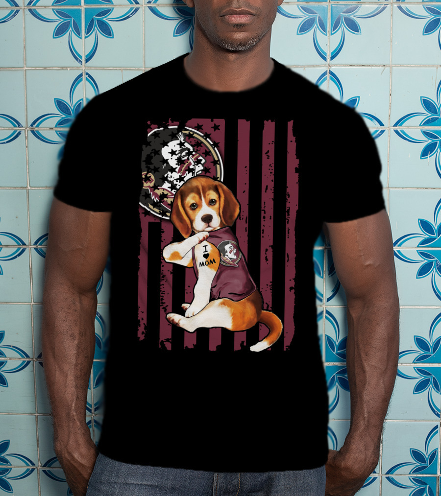 Beagle I Love Mom Florida State Seminoles T-Shirt