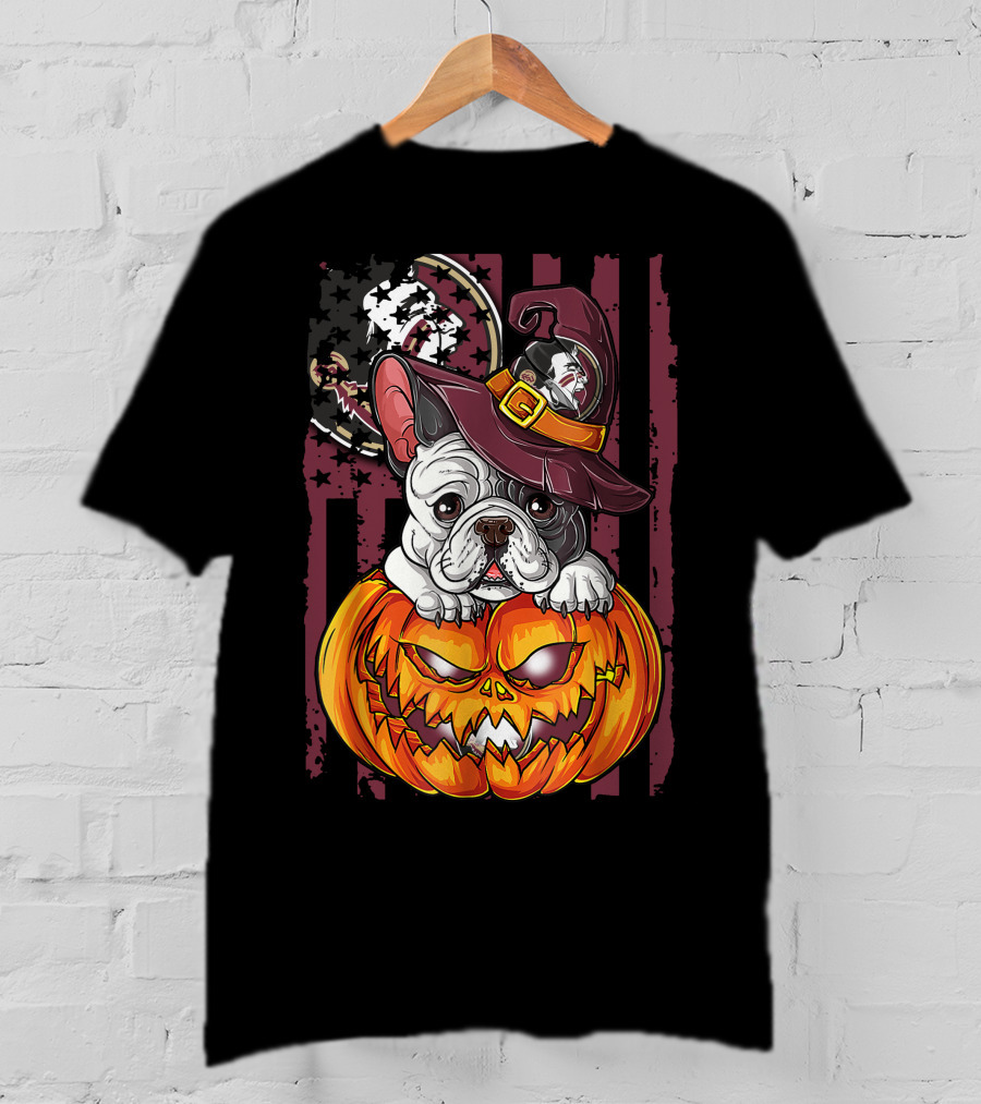 Hlw Bulldog Florida State Seminoles Halloween Pumpkin Wizard Hat T-Shirt