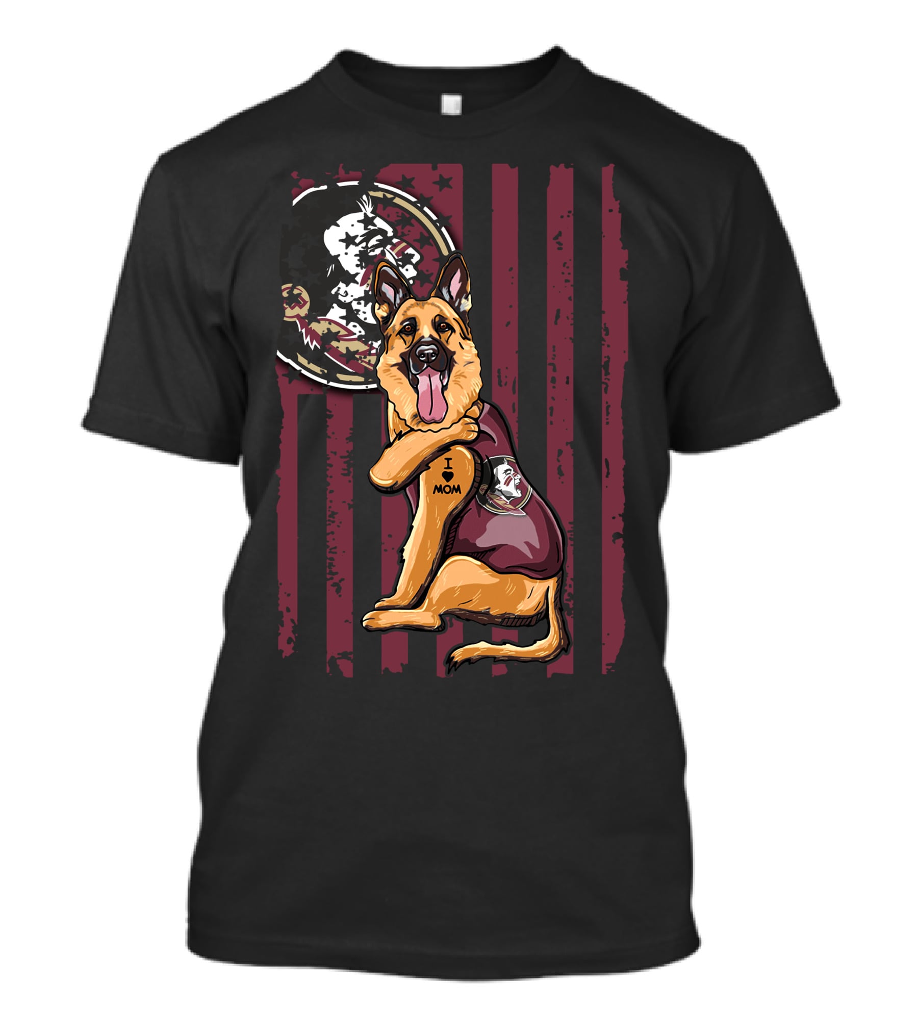 German Shepherd Florida State Seminoles I Love Mom T-Shirt