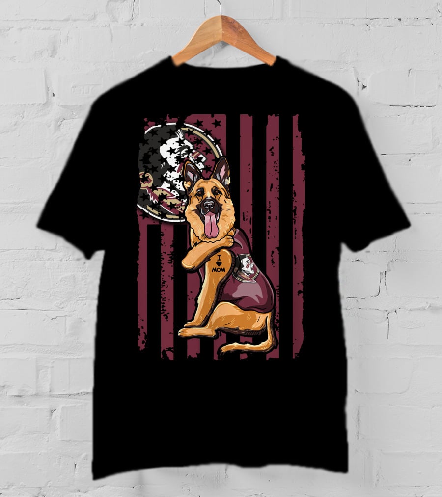German Shepherd Florida State Seminoles I Love Mom T-Shirt