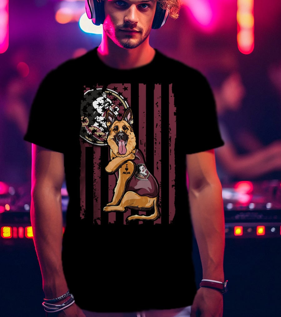 German Shepherd Florida State Seminoles I Love Mom T-Shirt