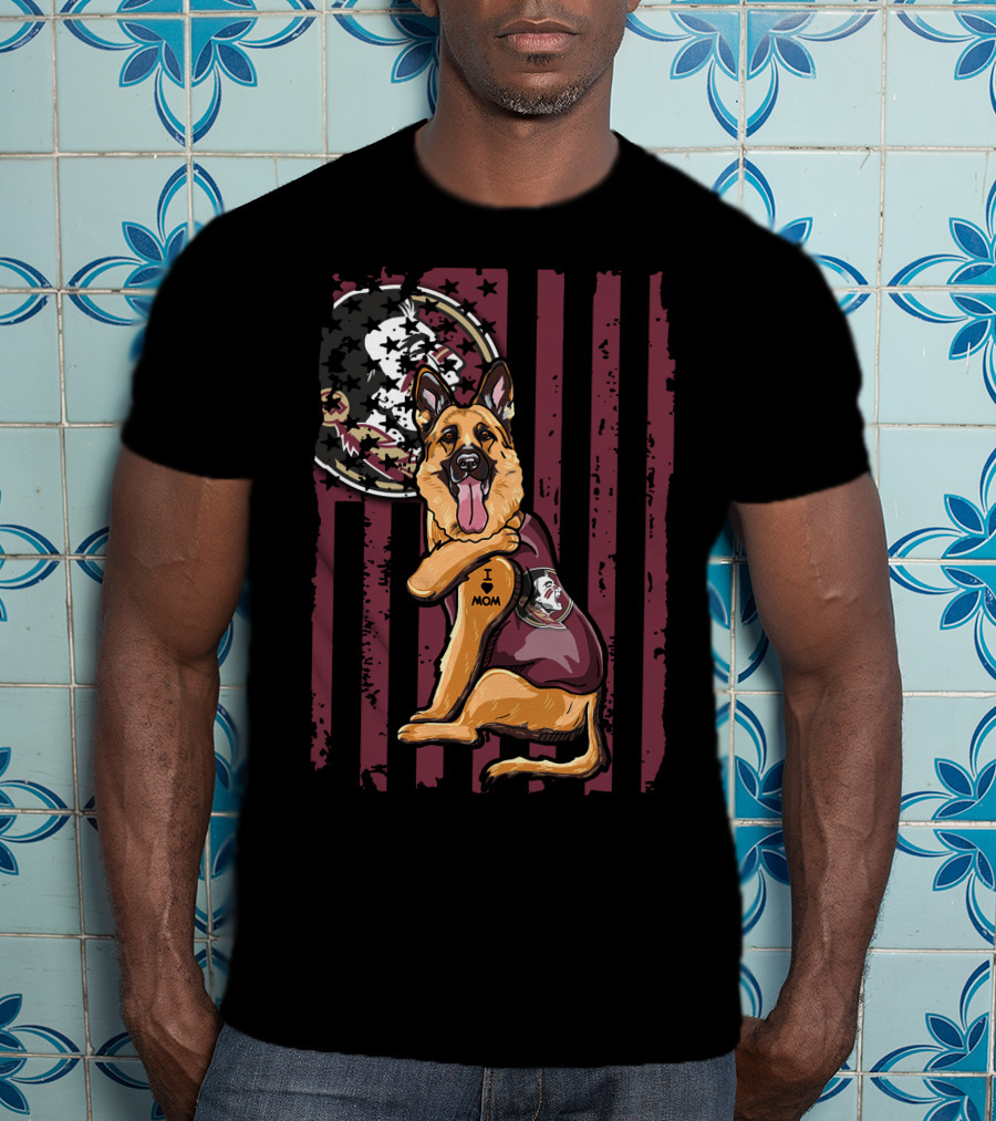 German Shepherd Florida State Seminoles I Love Mom T-Shirt