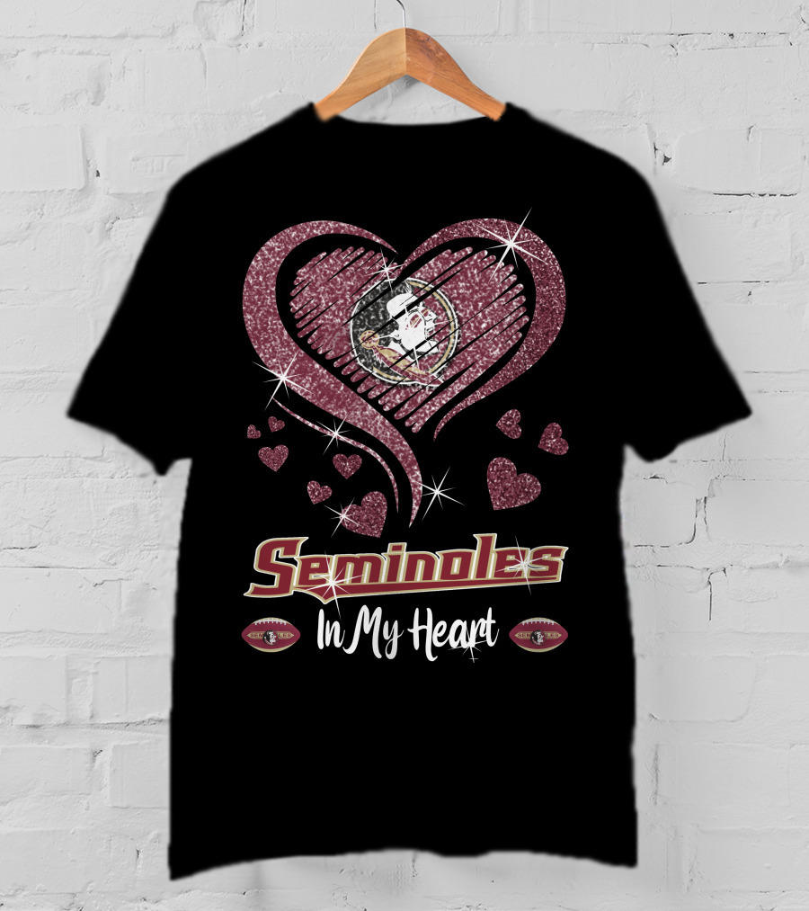 Seminoles In My Heart Florida State Football Hearts T-Shirt