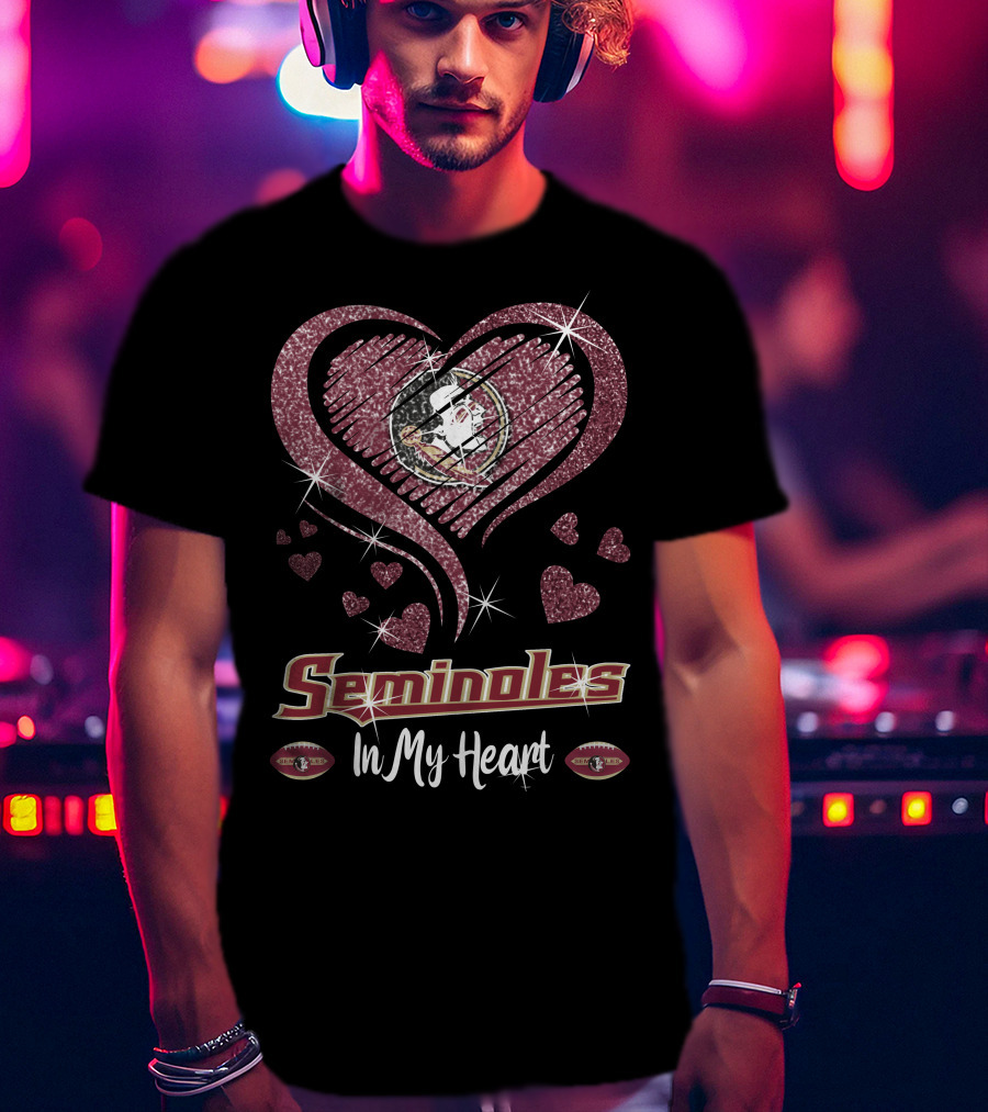 Seminoles In My Heart Florida State Football Hearts T-Shirt