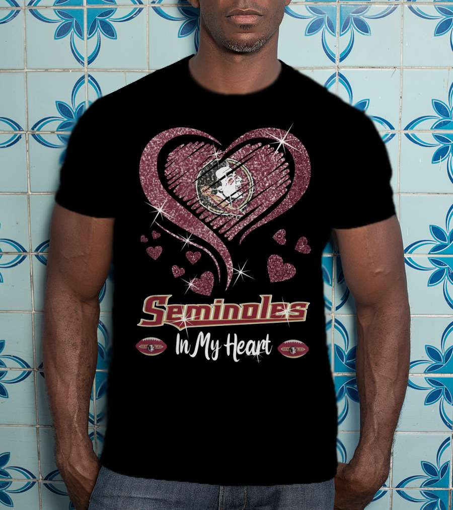 Seminoles In My Heart Florida State Football Hearts T-Shirt
