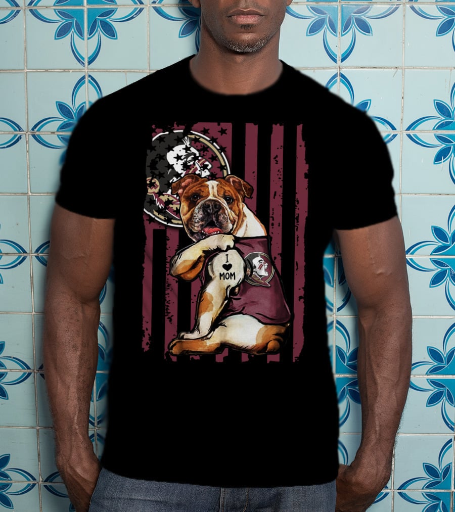 Bulldog I Love Mom Florida State Seminoles T-Shirt