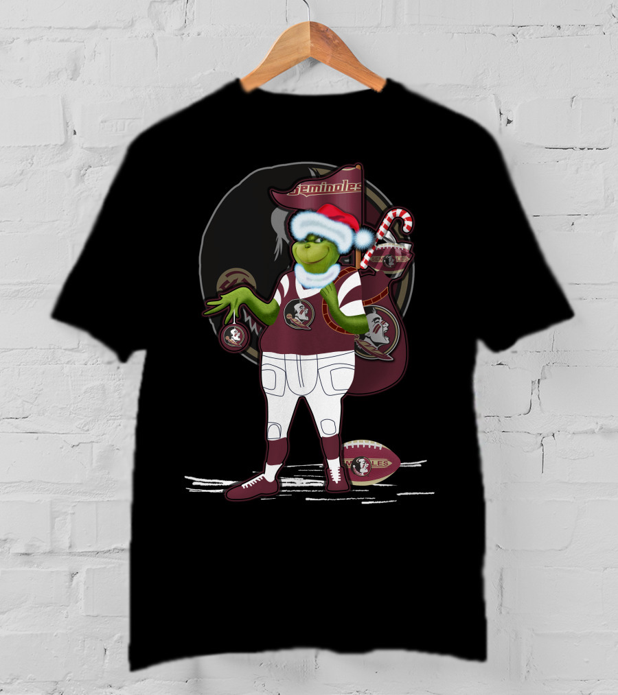 Grinchxmas Florida State Seminoles Holiday Football Fan T-Shirt