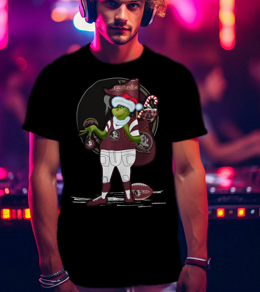Grinchxmas Florida State Seminoles Holiday Football Fan T-Shirt