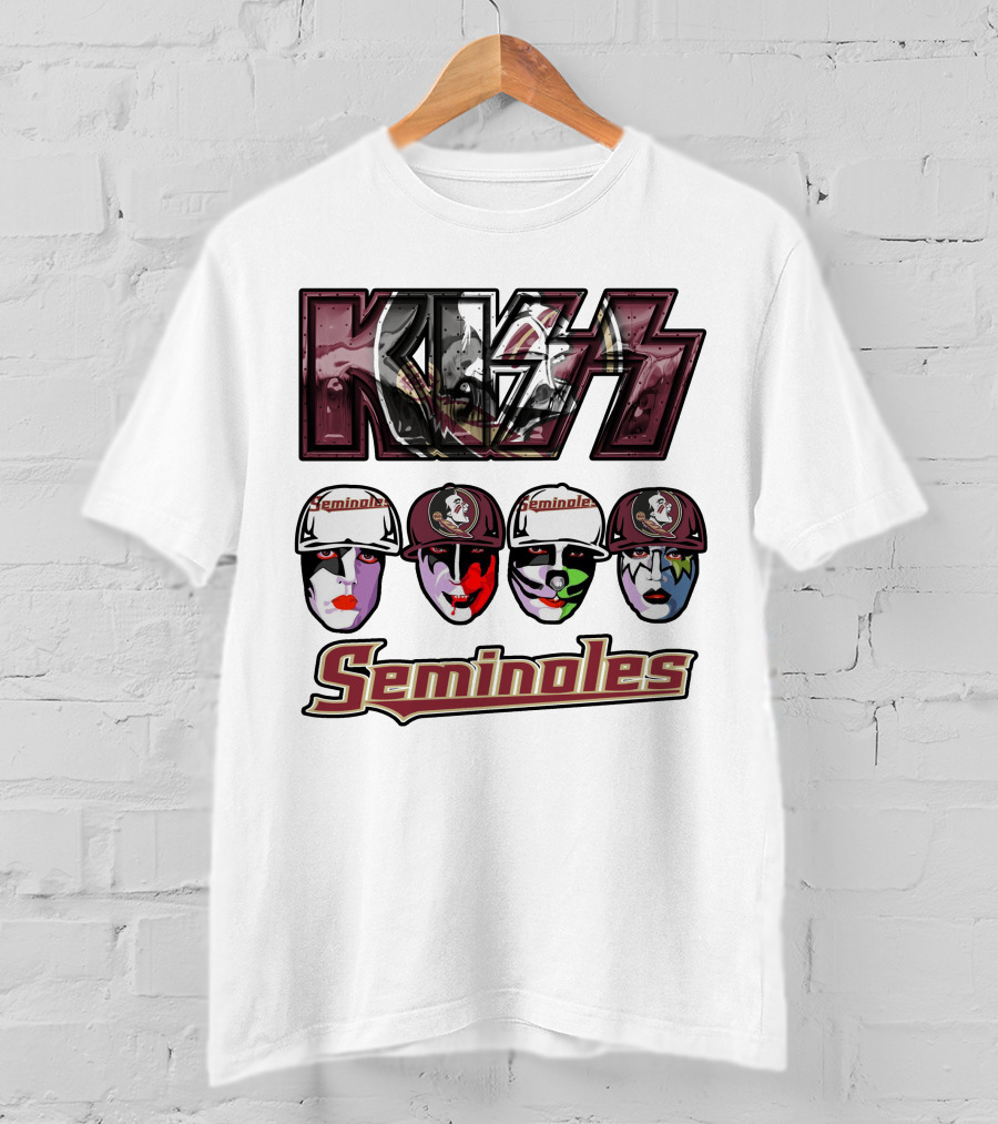 Kiss Florida State Seminoles Face Paint Caps T-Shirt