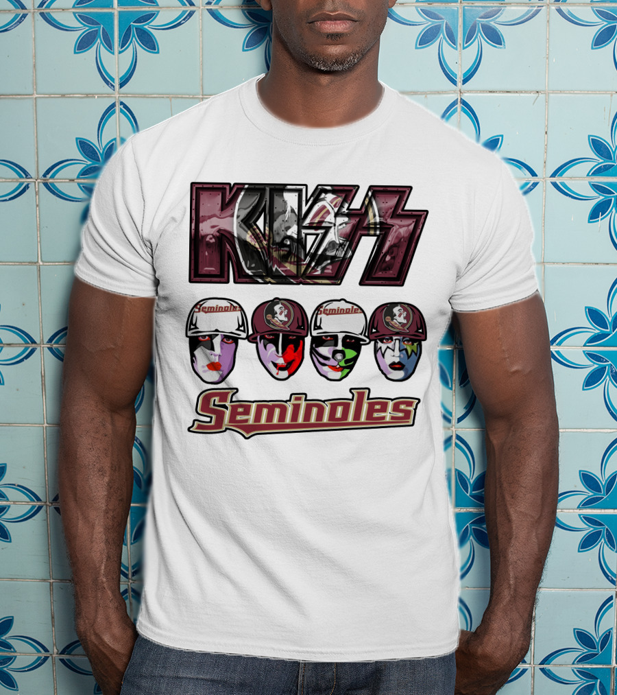 Kiss Florida State Seminoles Face Paint Caps T-Shirt