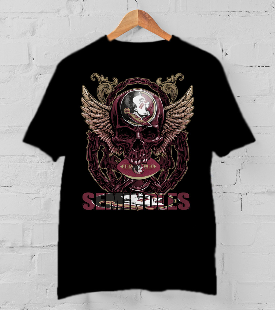 Seminoles Skull With Wings And Football T-Shirt
