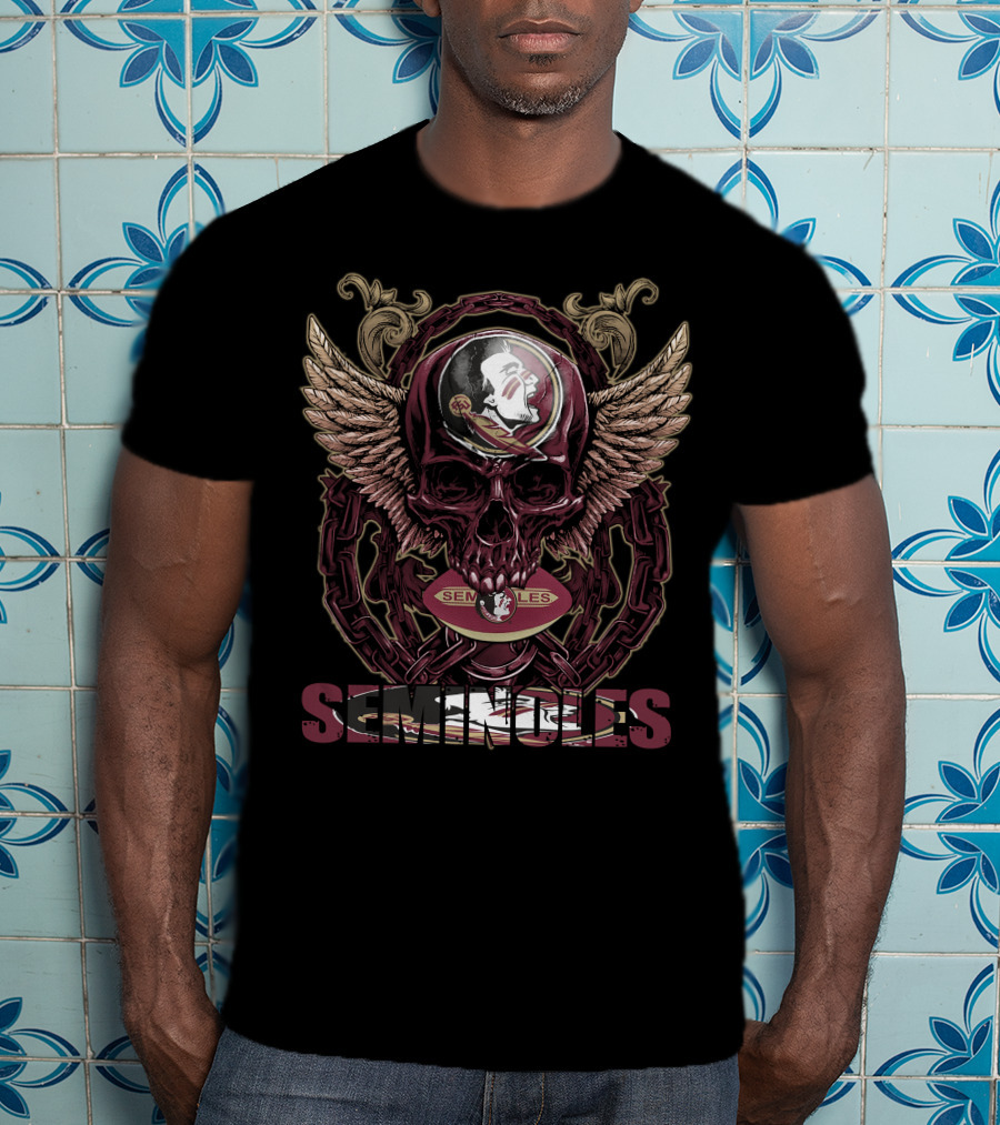 Seminoles Skull With Wings And Football T-Shirt